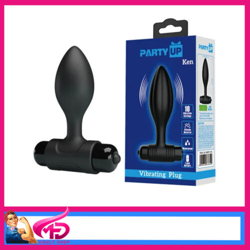 Party Up | Ken Vibrating Anal Plug 8.6cm x 2.7cm 10 Speed Battery Silicone Black
