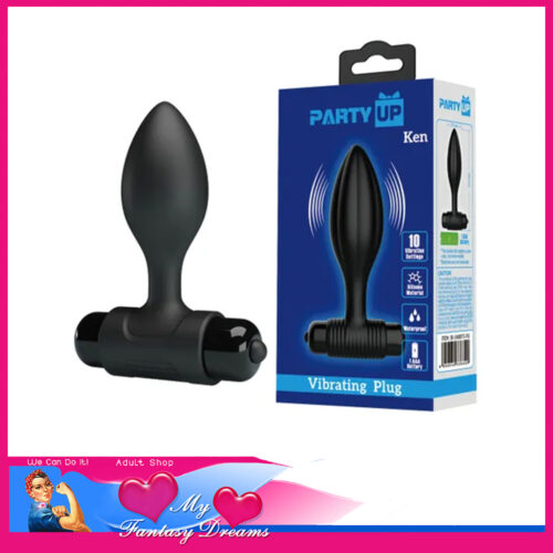 Party Up | Ken Vibrating Anal Plug 8.6cm x 2.7cm 10 Speed Battery Silicone Black