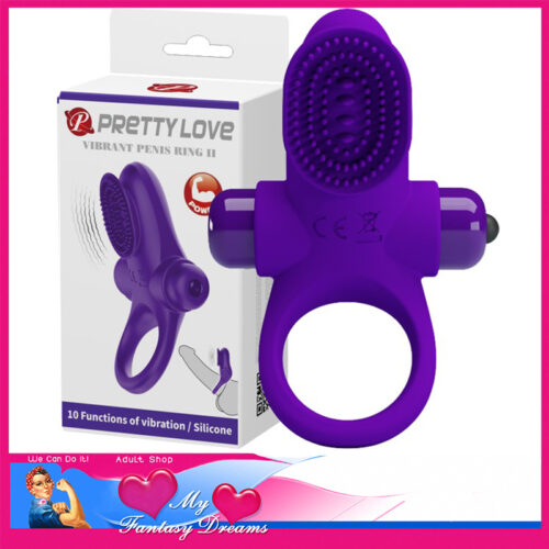 Pretty Love | Vibrant Penis Ring II 10 Speed Battery Operated Clit Rubber Purple