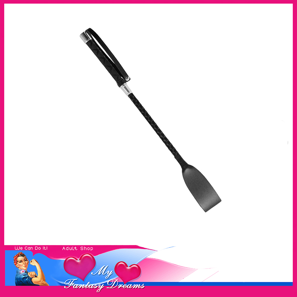 Love In Leather | Mini Crop Accents Satin 30cm Wedge Triangle Base Whip Silver - CRO025SIL