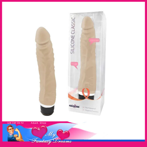 Silicone Classic - Slim Head 7 Speed 7" Battery Operated Vibrator Flesh