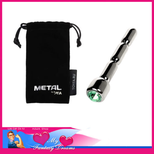 Toyfa | Metal Penis Urethral Plug 7cm Long 5.5cm Insert 7mm Wide Gemstone Tip - Green