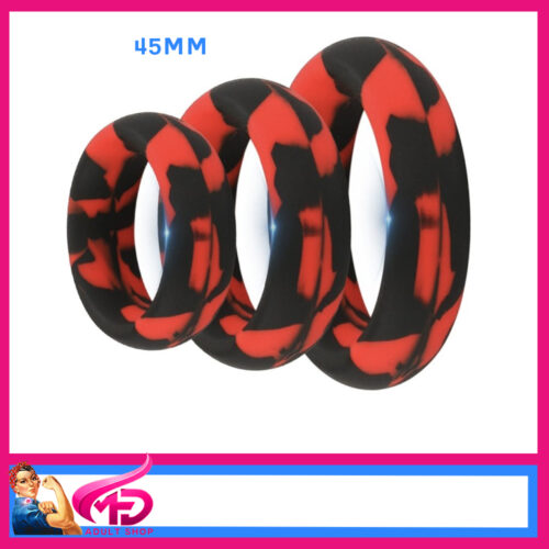 WHERE'S WILLY CAMO SILICONE COCK RING - RED 45mm inner diameter