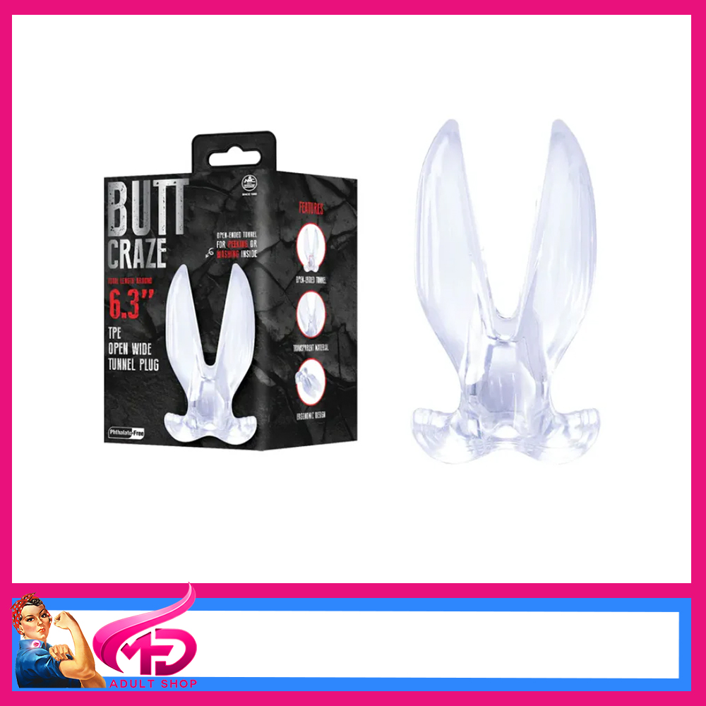 Butt Craze | Anal Expander Tpe Clear 2.6" Total Wide 6.3" Gaping Butt Plug