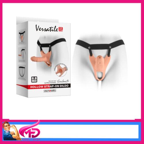 SOULMATE UNISEX SILICONE HOLLOW STRAP-ON 6" - FLESH