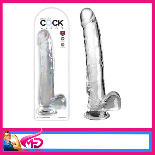 King Cock Clear | Unisex Dildo 11" Tpe Jelly Cock with Balls Clear