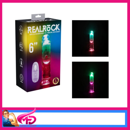 REALROCK 6'' No Balls Wireless 16.5cm Rechargeable LED Vibrating Dong Penis Clear
