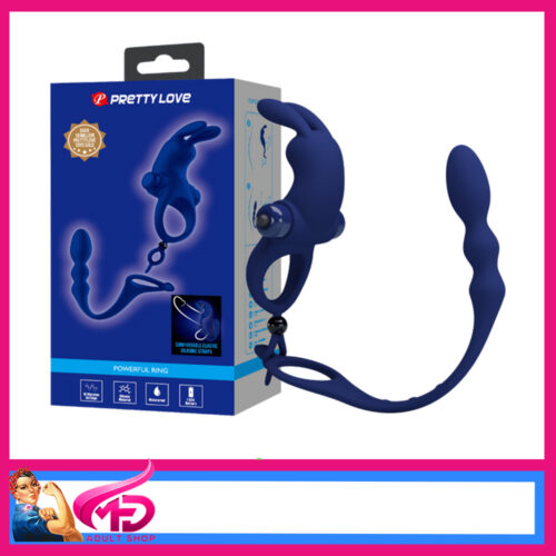 Pretty Love | Slim Anal Plug With Cock Ring 10 Vibrator Battery Blue
