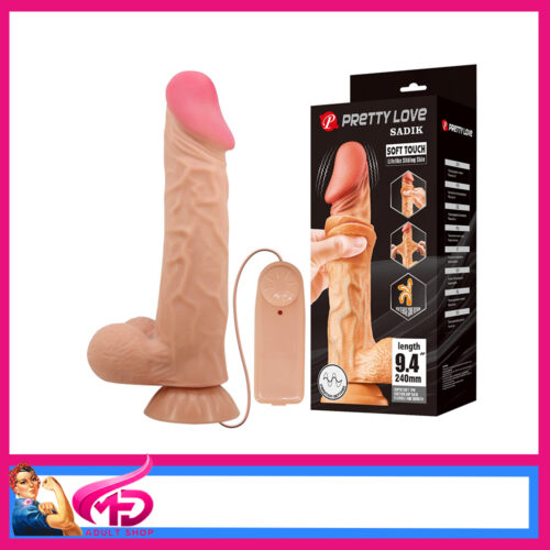 Pretty Love | Sadik 9.4" Vibrator Penis Battery Skin Moving Dildo Tpr Beige