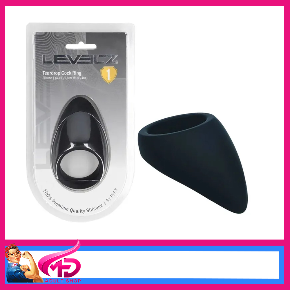 LEVELZ Teardrop Silicone Cock Ring Taint Teaser Base Penis Ring 3.5" x 1.5" Inner