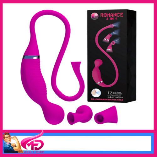 Romance | 3 in1 Dildo Vibrator With Attachment Heads Nip Clit Suction