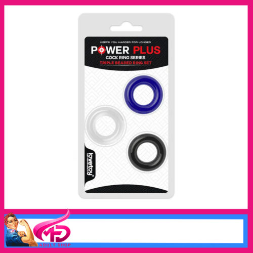 Power Plus Cock Rings 3 in Set Suits 1.25" Cock Stretchy Thin Tpe