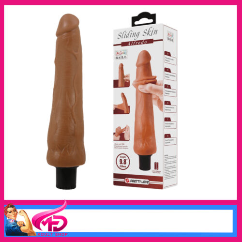 Pretty Love | Battery Dildo Alfredo Multi Speed Vibrator Penis 9.8" Brown