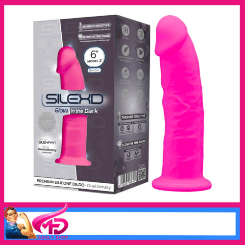 Silexd | Dildo 6" MODEL 2  glow in the dark Thermo Reactive Pink