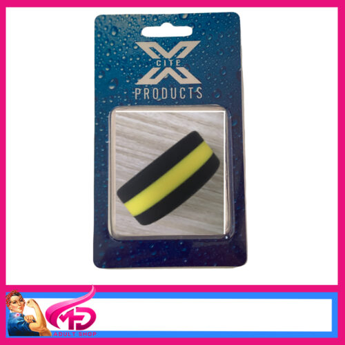 Striped Silicone Cock Ring - Vibrant Colors and Playful Style XC-STR-BKYL 35mm