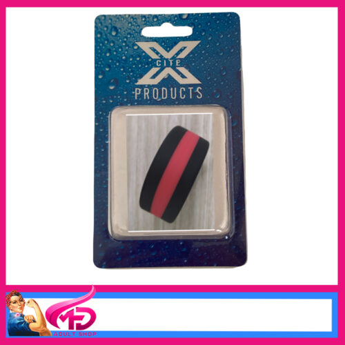 Striped Silicone Cock Ring - Vibrant Colors and Playful Style red 	XC-STR-BKRD 45mm