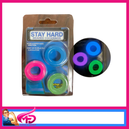 Stay Hard | 3 Pack Cock Ring Set Stretchy Tpe Neon Colours Suits 1.25" Max