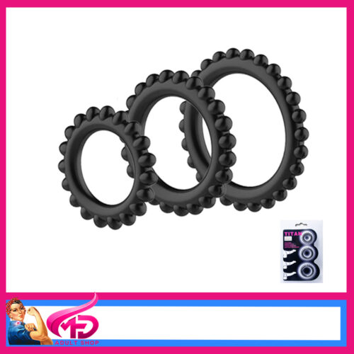 Baile Titan Set 3pcs Cock Ring Set slim 28 24 19mm Diameters Black