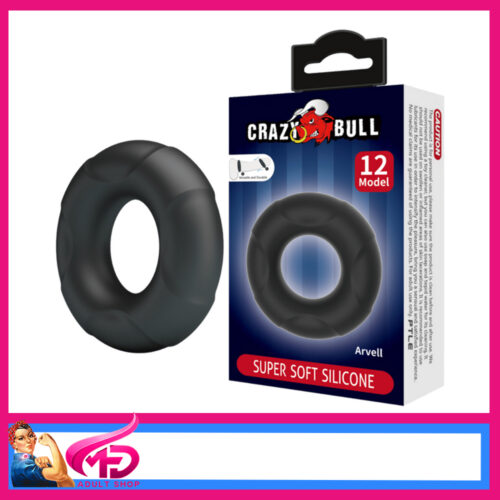 Crazy Bull | Cock Ring 12 Stretchy Super Soft Liquid Luxury Silicone Suits Up To 1.5" Penis Black