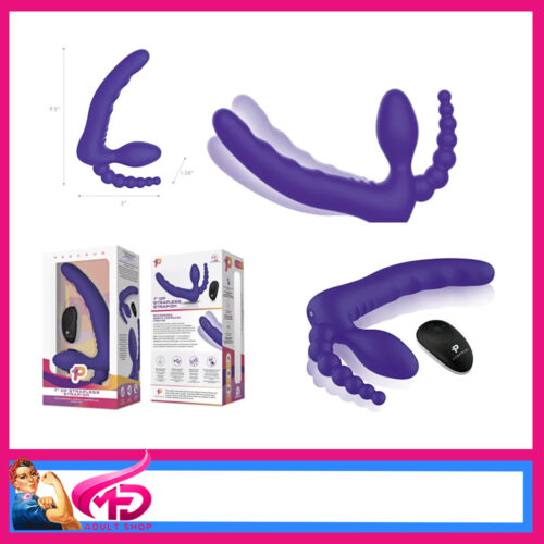 Pegasus | 7"Strapless DP Strap-On 9.5" Vibrator Remote Usb 15 Speeds Purple