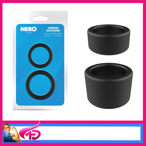 Nero by Playful Liquid Silicone Ball Stretcher Rings 34mm - 2 Pack Black