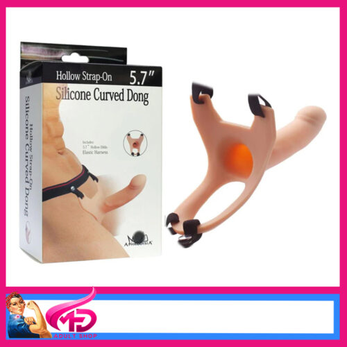 Aphrodisia Hollow Strap-On Dildo Harness 5.7" Silicone Penis Sleeve Extender - Flesh