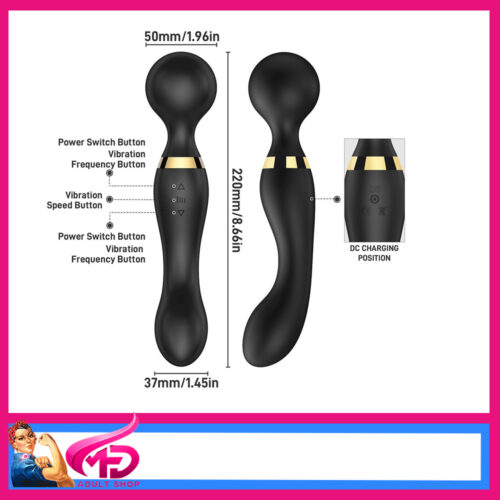 Mini Multi-Speed Magic 22cm Massager Wand Vibrator 20 Speeds USB Black