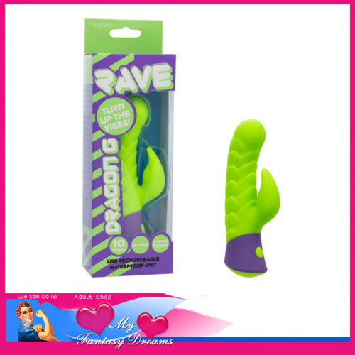 Calexotics Rave™ Dragon G  Rave™ 5.75" Hard 10 Speed Rabbit Vibrator Green
