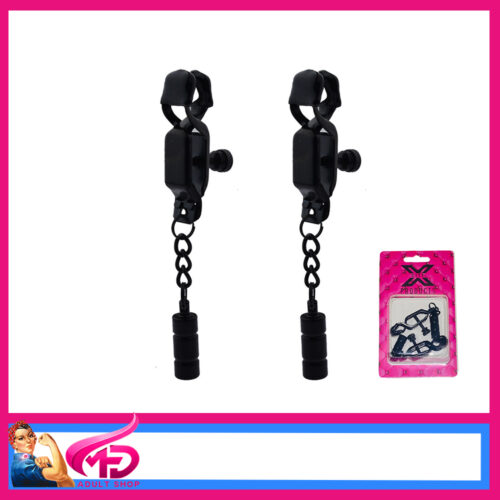 WEIGHTED NIPPLE CLAMP - RUBBER TIPPED BLACK