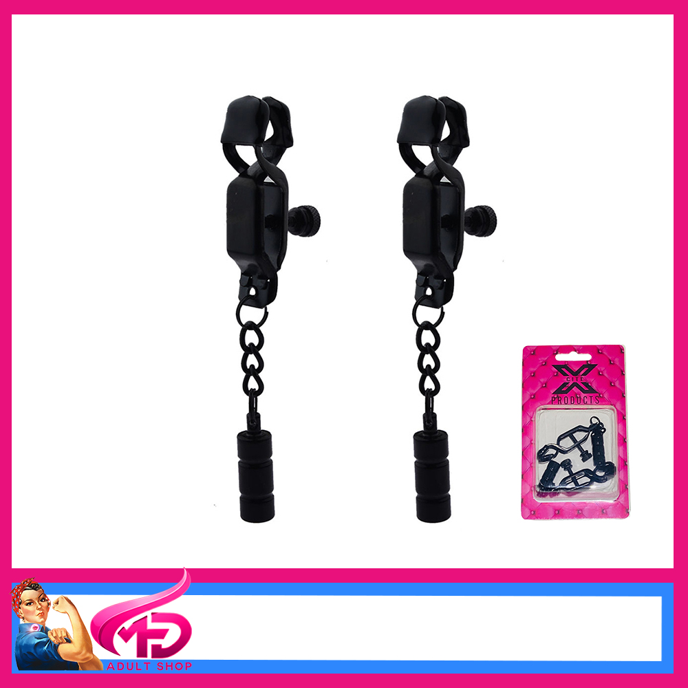 WEIGHTED NIPPLE CLAMP - RUBBER TIPPED BLACK