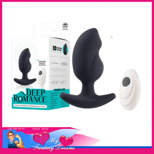 Deep Romance | Anal Plug 10 Speeds Usb t bar Base 3.7" Remote Black