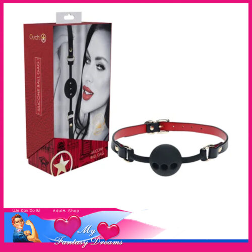 Ouch | Breathable Ball Gag Milano Red Black Gold Hardware Limited Edition Bonded Leather Silicone