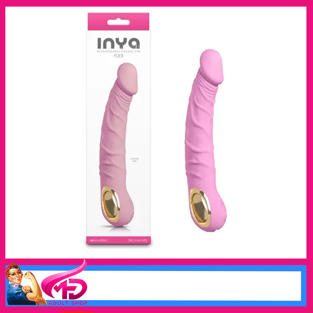 Inya | Flex Bubblegum Vibrator 22cm Usb 10 Speeds Penis Dildo Pink