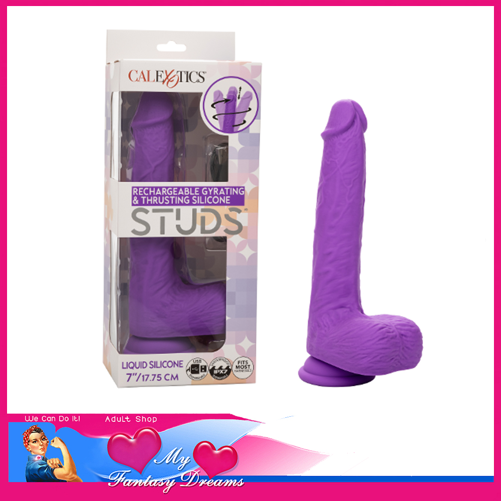 Calexotics | Vibrator Penis Studs 7" Insert Thrusts Gyrating Usb Silicone Purple