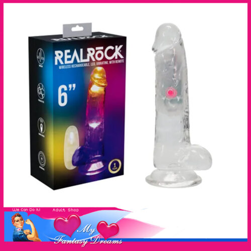 Realrock | Dildo vibrator Unisex Clear Led Lights Up 16.2cm 10 Speeds Tpe
