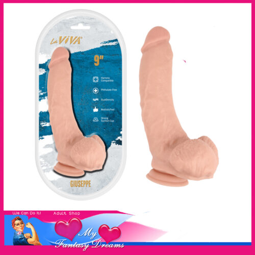 Laviva | Giuseppe Penis Dildo Girthy Vagina Sex Toy 9" x 2" Suction Cup Tpe Beige
