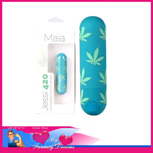 Maia | Jessi 420 | Bullet Vibrator 7.6cm Hard 10 Speeds Usb Waterproof Weed Decals