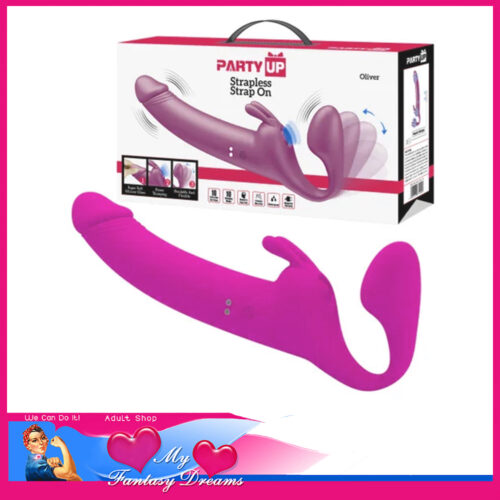 Party Up | Vibrating Air Wave Strap On 10 Levels Each Usb 28.3cm Waterproof Purple