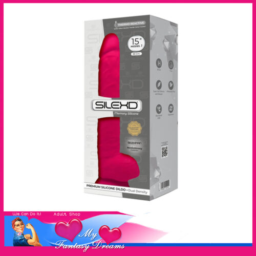 Silexd | Dildo Massive 15" Premium Thermo Reactive Dual Density Silicone Penis Balls Suction Cup Pink