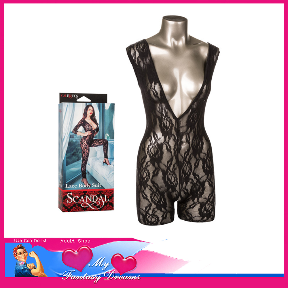Calexotics | Scandal® Lace Body Suit Premium Quality Stretchy Lingerie Osfm 6-12 Au Black