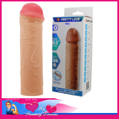 Pretty Love | 4 Nile Penis Sleeve 6.5" Adds Extra 1" Cock Extender Tpe Stretchy Soft Beige