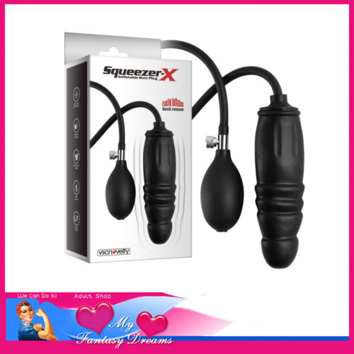 Squeezer X | Anal Plug Expanding Inflatable Butt Plug Bulb Silicone 6" Insert x 2.55" Max Black
