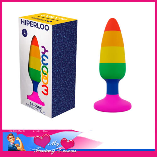 Woomy | Hiperloo Size Large Anal Plug Silicone 5" Tall x 1.5" Wide Rainbow