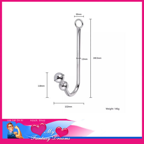 X Cite | Anal Hook Shibari Rope Accessory Stainless Steel Anal Plug 2 Balls 11.8cm Insert Silver