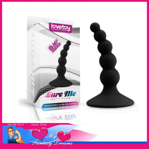 Lovetoy | Anal Bead Plug Lure Me 3.5" Insert Curved Booty Plug Silicone Black