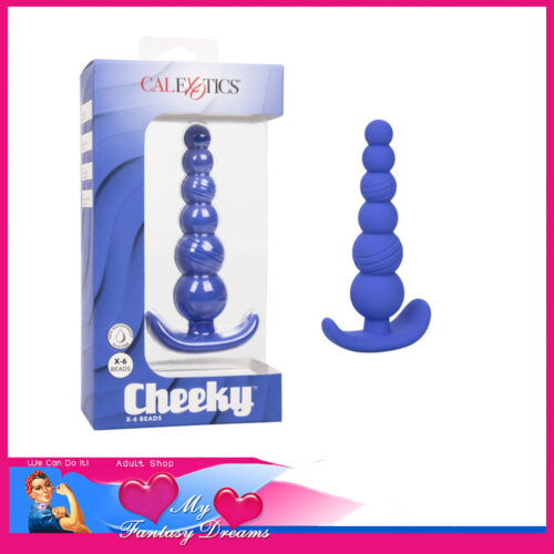 Calexotics | Anal Beads Cheeky™ X-6 Beads 4.25" x 1" Widest Insert Silicone Smile Base Blue