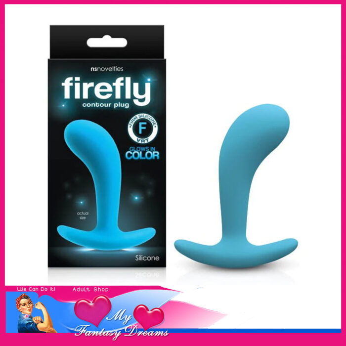 Firefly | Anal Plug Firm Contour Medium 7.7cm x 2.8cm Insert Glow in Dark Plug Silicone Blue