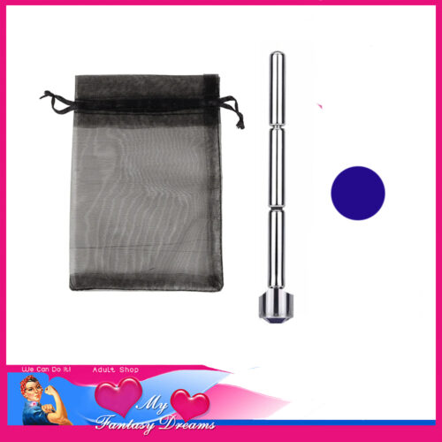 Penis Plug | Metal Ultra Slim 6cm Insert x .4cm Wide Starter Urethral Sounding Plug Gemstone Top Blue