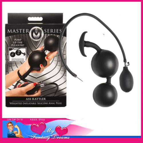 Master Series | Ass Rattler Weighted Inflating Anal Beads 1.2" to 2.8" Removable Hose Black