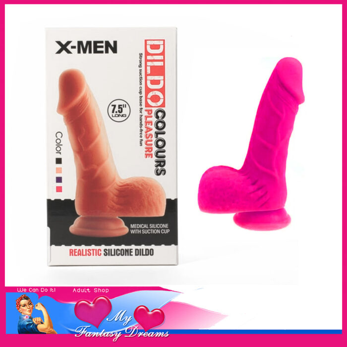 X-Men | Colours Pleasure 7.5" Silicone Penis Dildo Suction Cup Pink